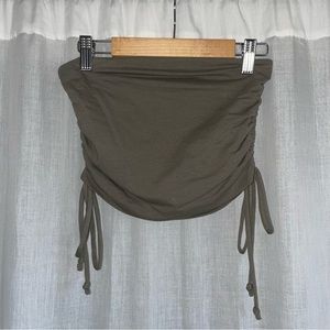Papaya Olive Green Ruched Side Tube Top